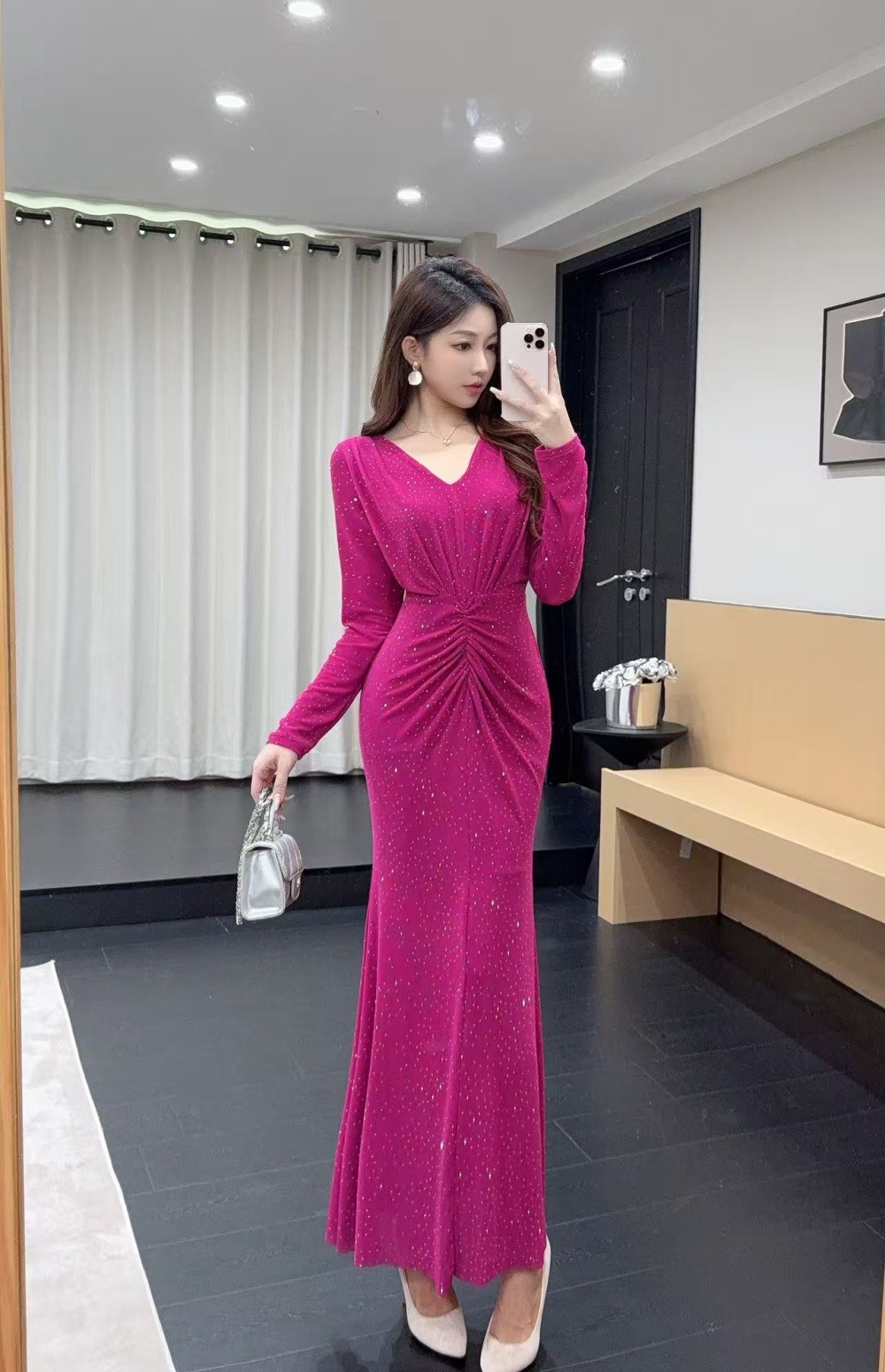 Package hip long sleeve long dress autumn slim dress