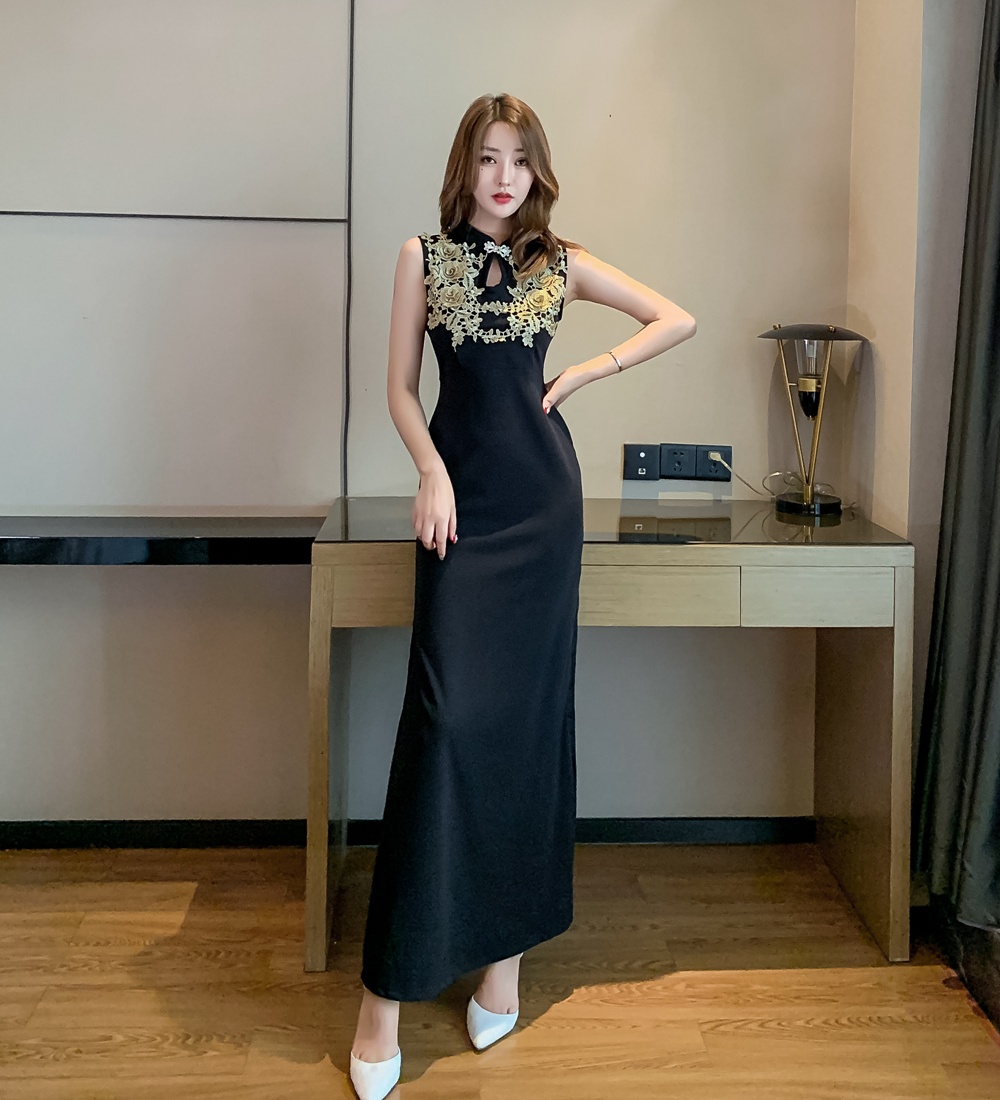 Embroidery package hip evening dress ladies dress