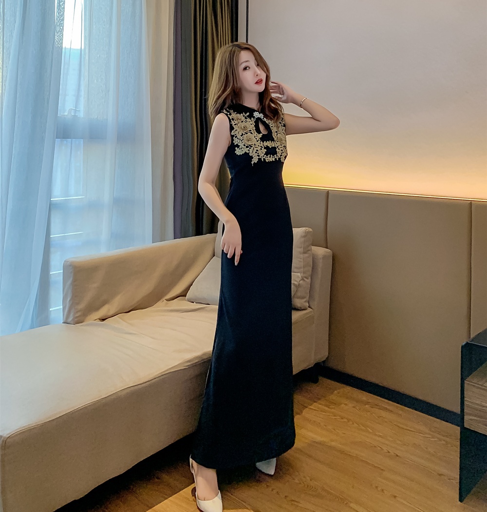 Embroidery package hip evening dress ladies dress