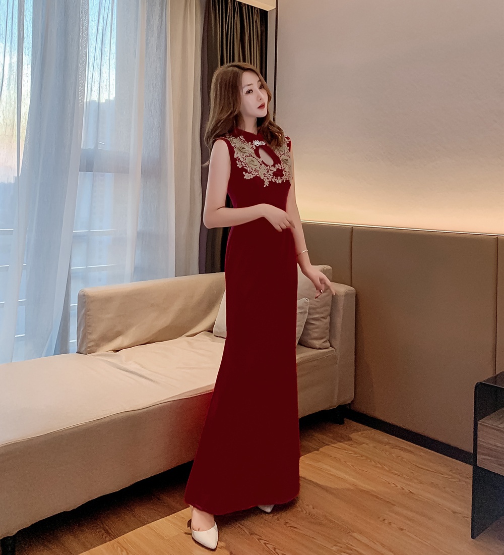 Embroidery package hip evening dress ladies dress