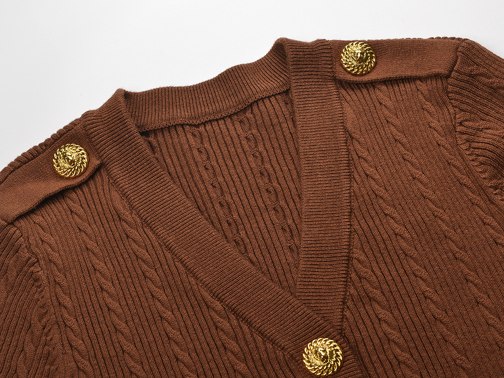 Autumn and winter metal buckles long knitted fashion slim dress