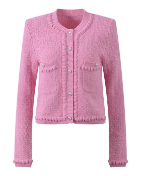 Show young round neck cardigan tender coat