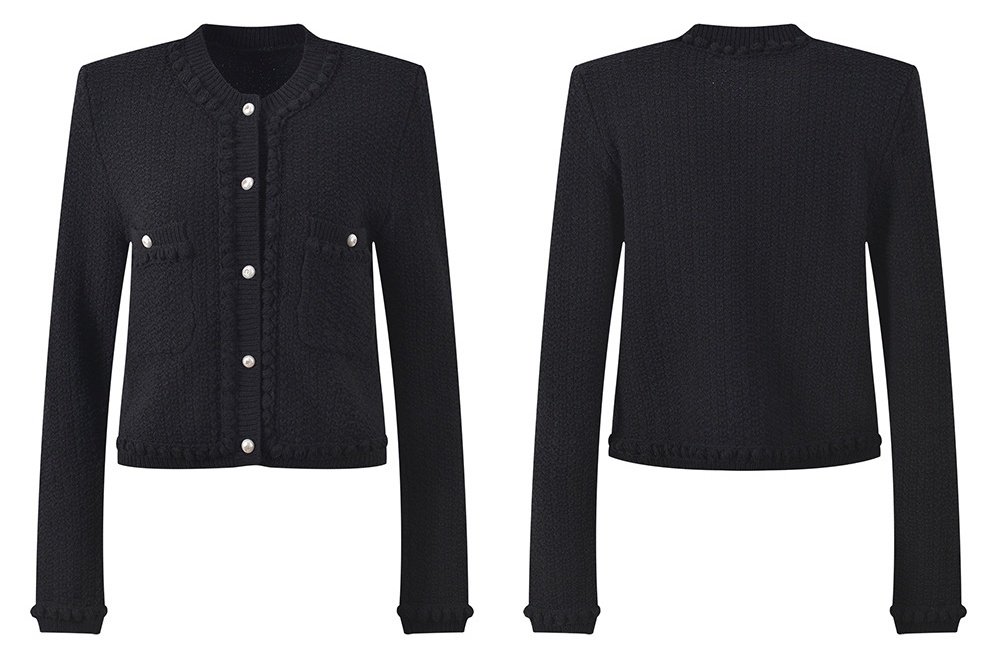 Show young round neck cardigan tender coat