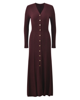 Long slim temperament long sleeve single-breasted dress