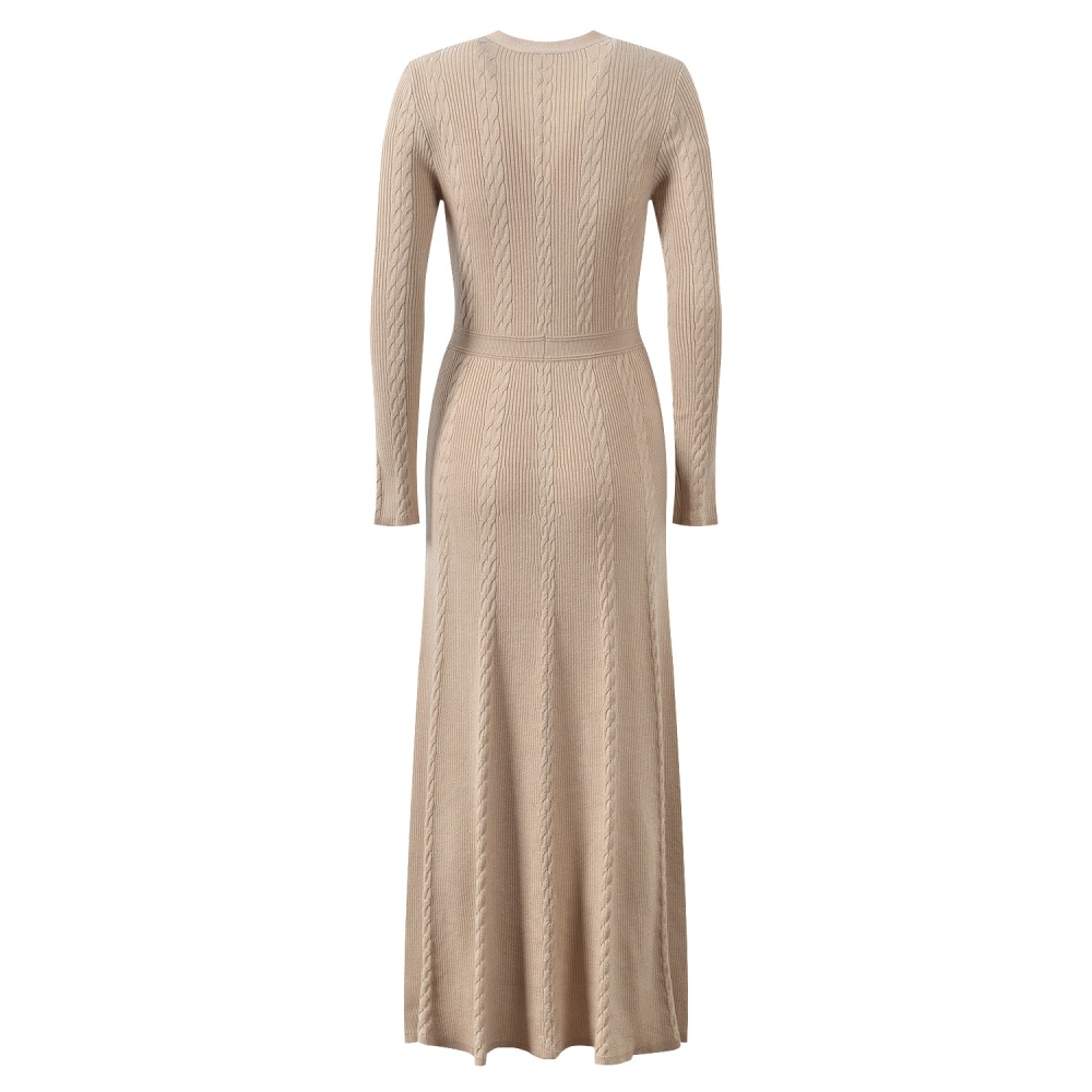 Long slim temperament long sleeve single-breasted dress