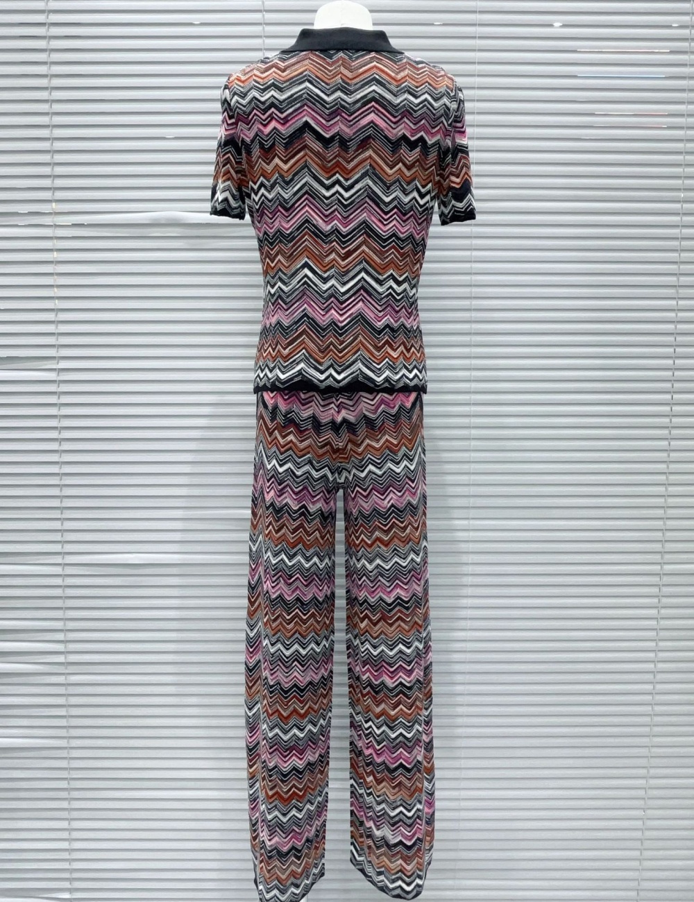 Fashion wide leg pants wave patterns T-shirt a set