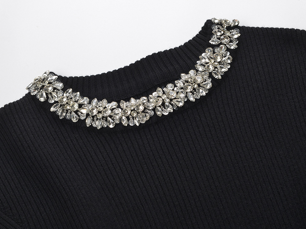 Diamond light luxury tops slim short skirt a set