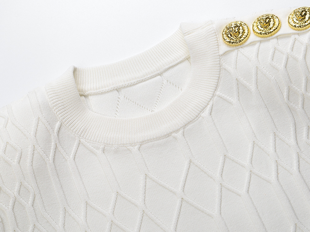 Quilted slim jacquard chanelstyle shoulder short sleeve dress