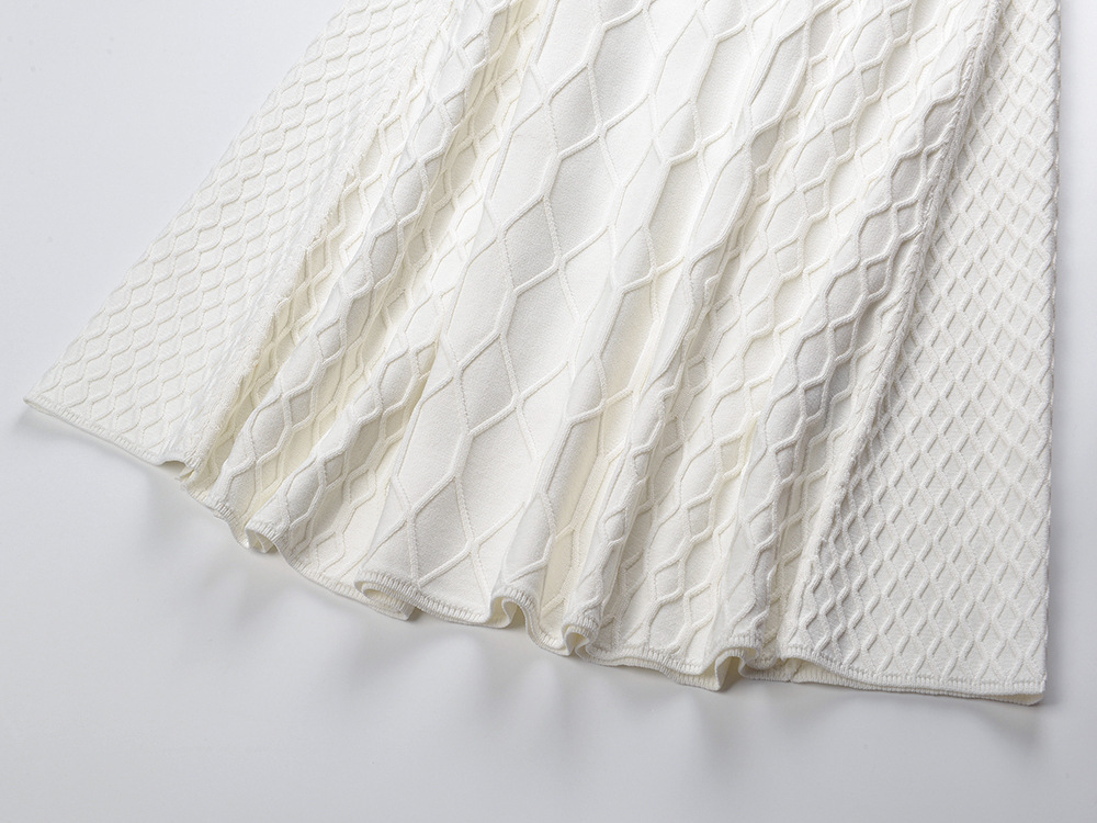 Quilted slim jacquard chanelstyle shoulder short sleeve dress