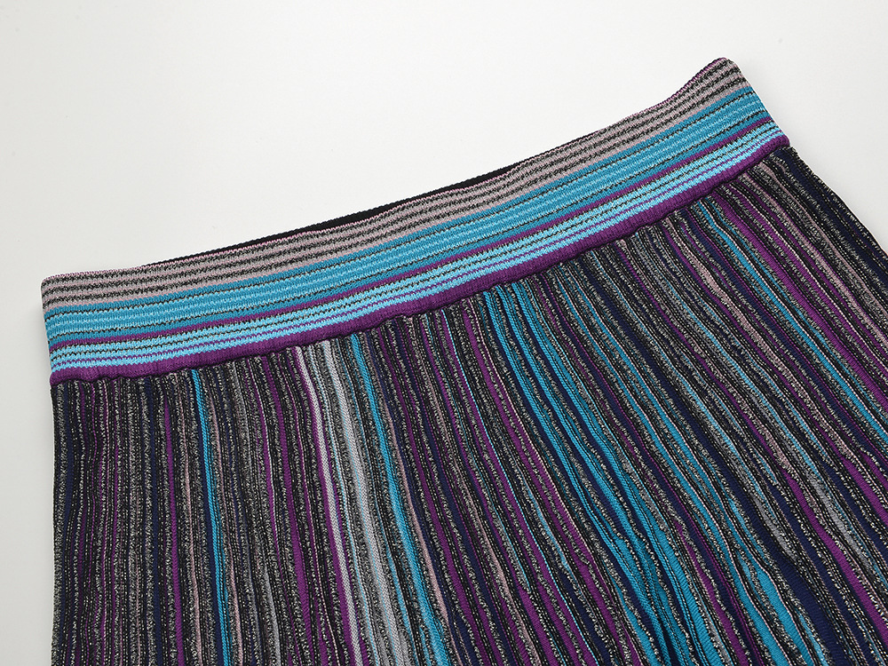 Temperament short skirt vertical stripes tops a set