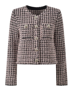 Fashion chanelstyle coat round neck short tops