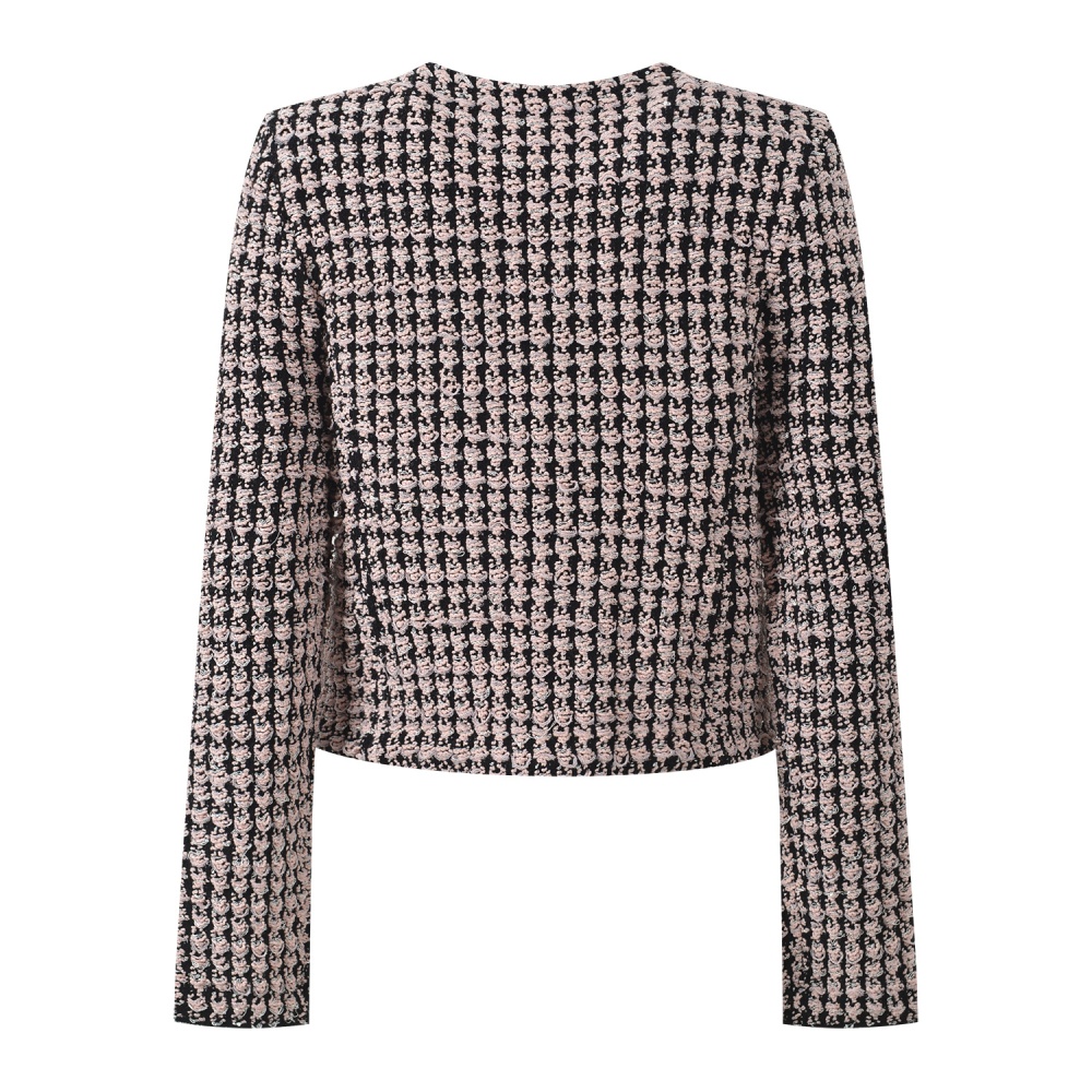 Fashion chanelstyle coat round neck short tops