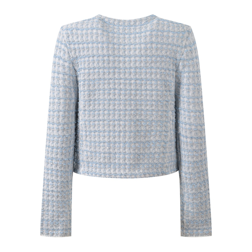 Fashion chanelstyle coat round neck short tops