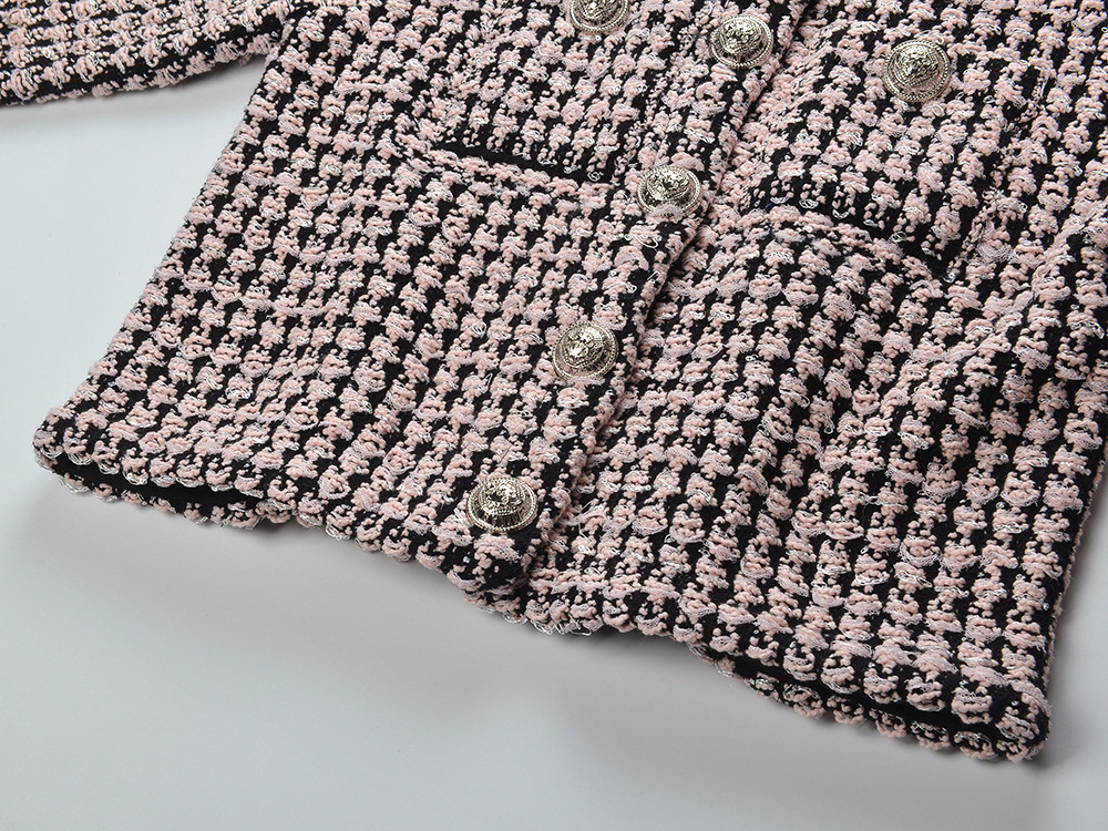 Fashion chanelstyle coat round neck short tops