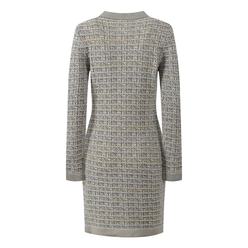 Plaid chanelstyle fashion round neck show young dress