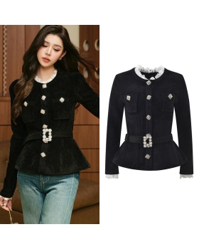 Buckle slim black tops temperament diamond belt