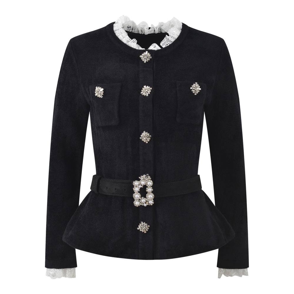 Buckle slim black tops temperament diamond belt