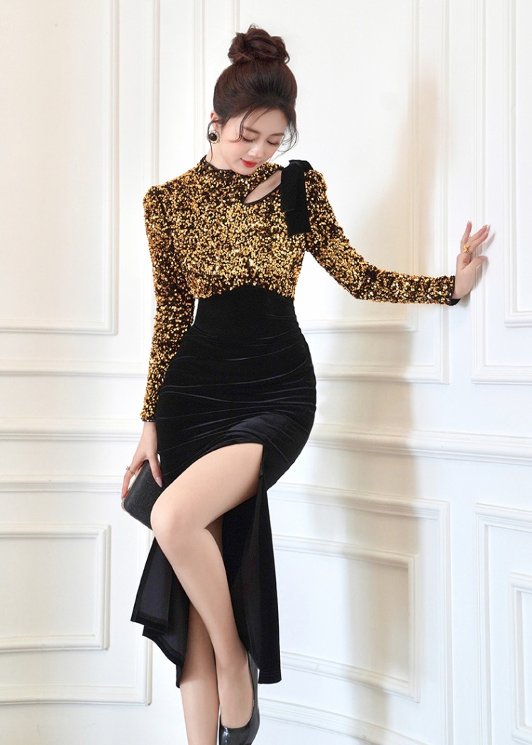 Package hip long dress sequins dress for women