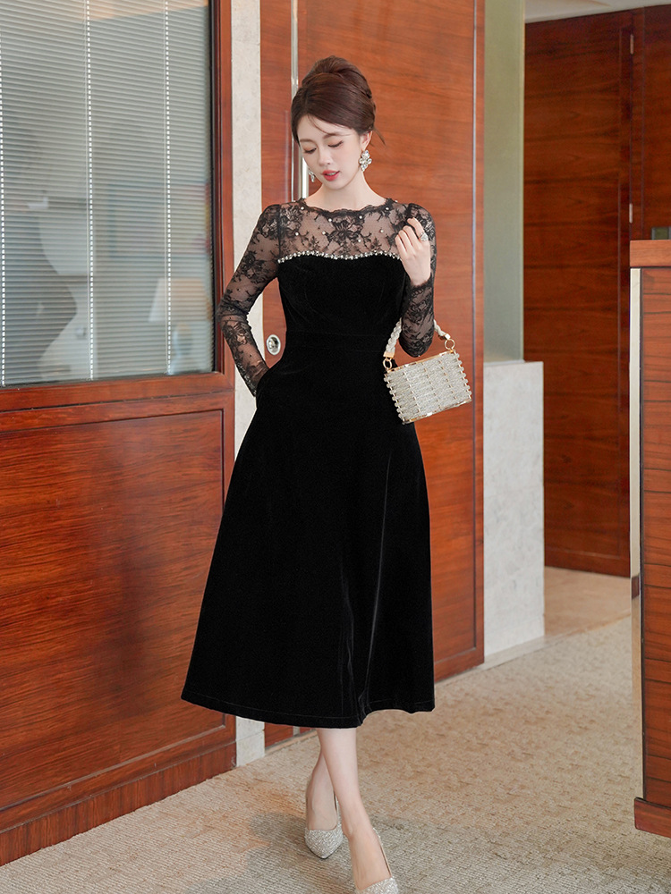 Annual meeting dress Hepburn style formal dress for women