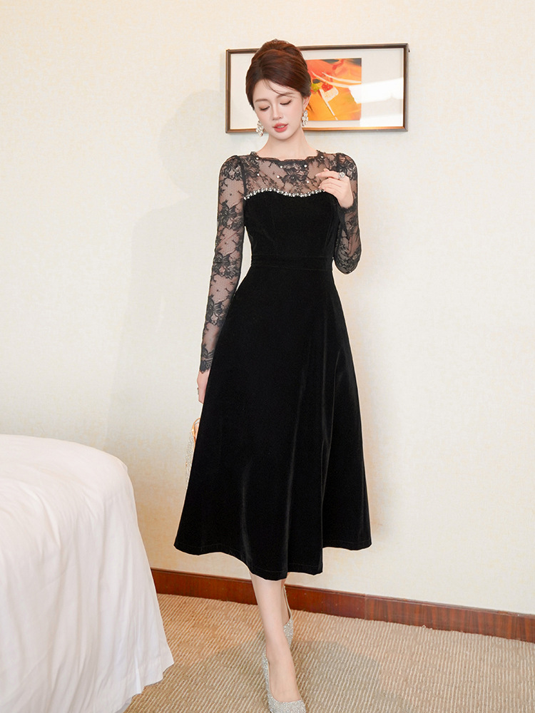 Annual meeting dress Hepburn style formal dress for women