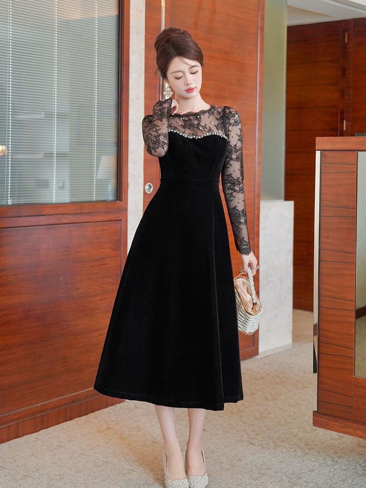 Annual meeting dress Hepburn style formal dress for women