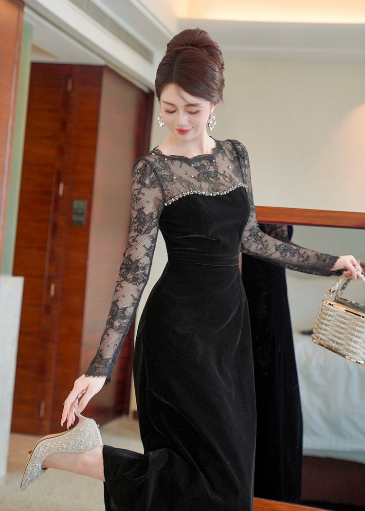 Annual meeting dress Hepburn style formal dress for women