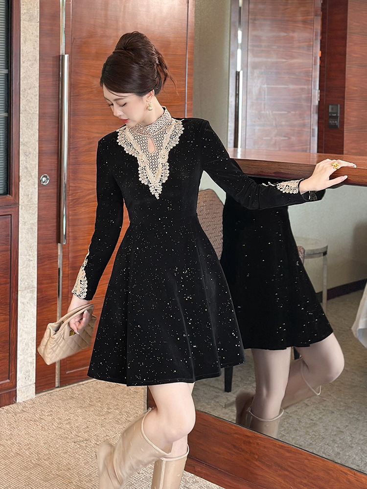 Thick and disorderly dress retro formal dress