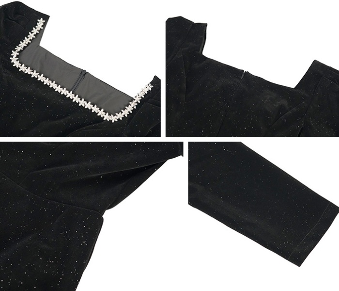 France style velvet big skirt dress for women