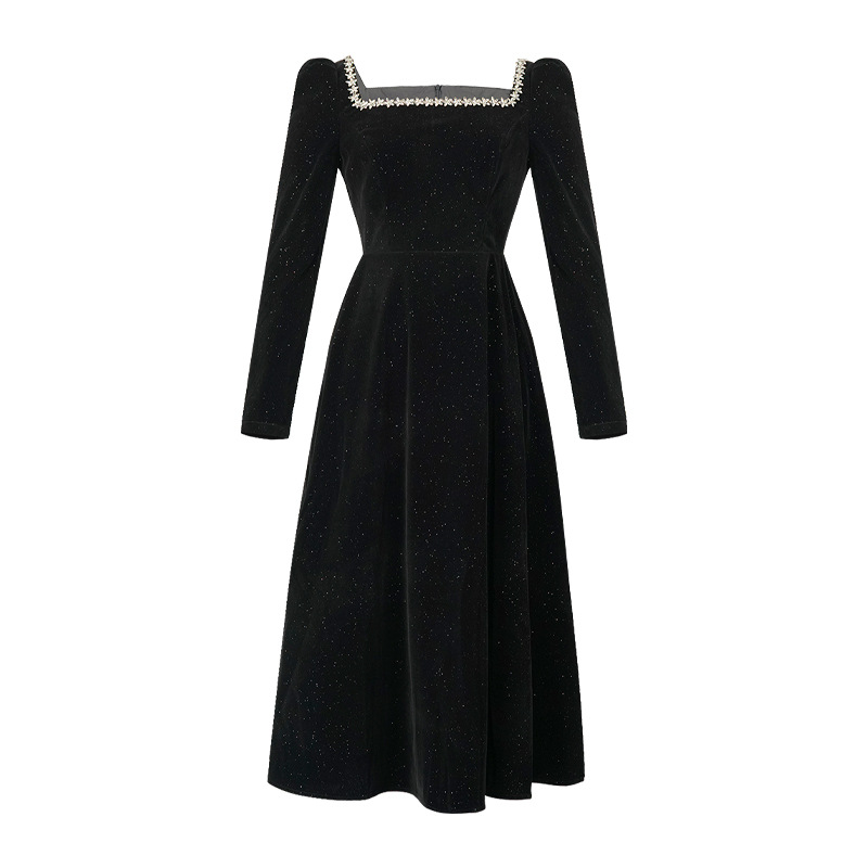 France style velvet big skirt dress for women