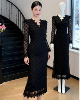 Autumn and winter slim dress package hip long dress