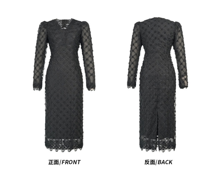 Autumn and winter slim dress package hip long dress