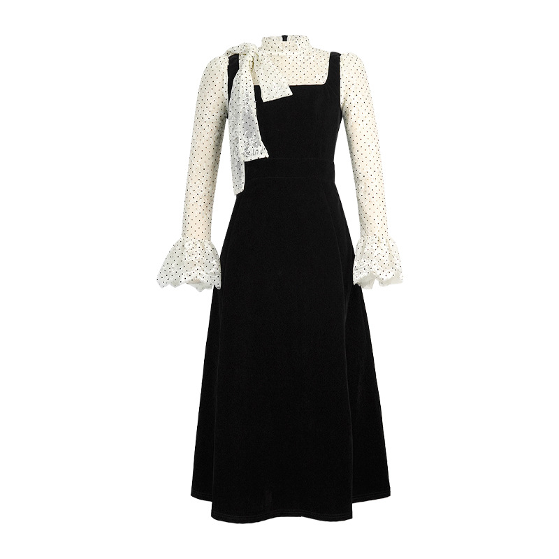 Strap ladies long dress velvet dress for women