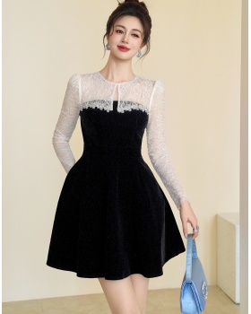 Velvet banquet autumn and winter slim dress for women