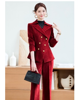 Autumn and winter coat host suit pants a set for women
