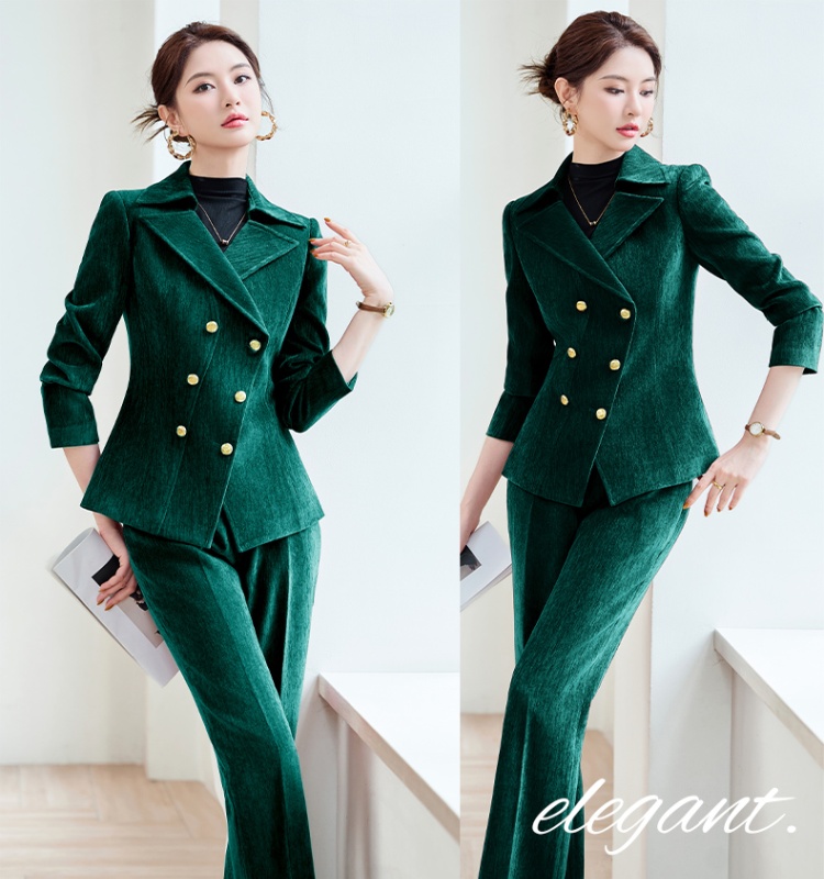 Autumn and winter coat host suit pants a set for women