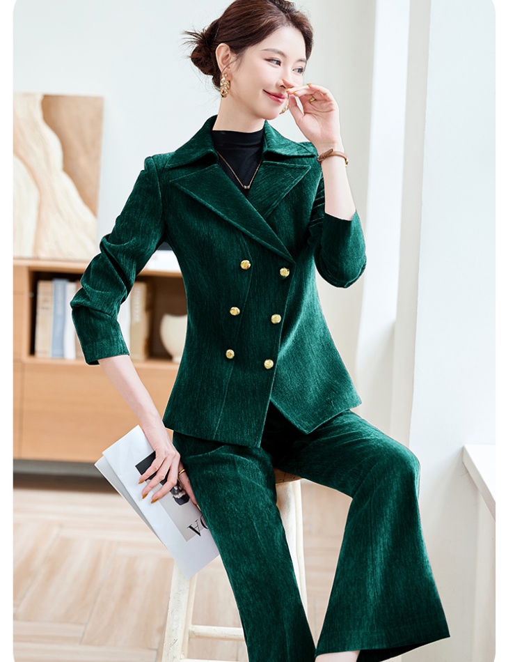 Autumn and winter coat host suit pants a set for women