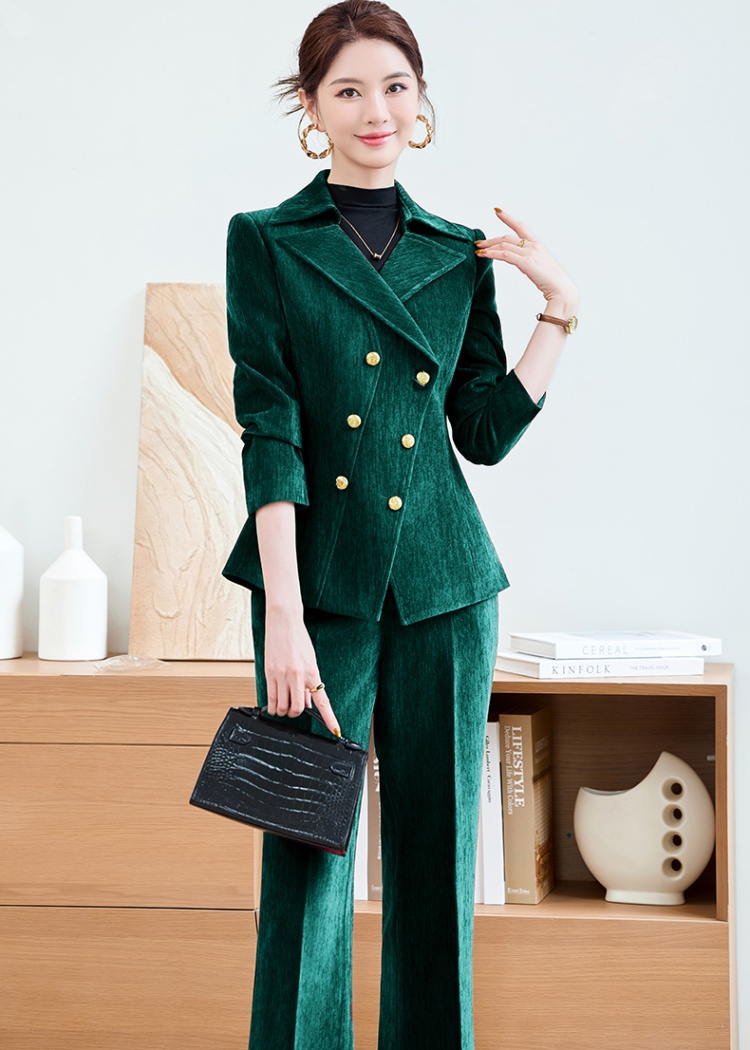 Autumn and winter coat host suit pants a set for women