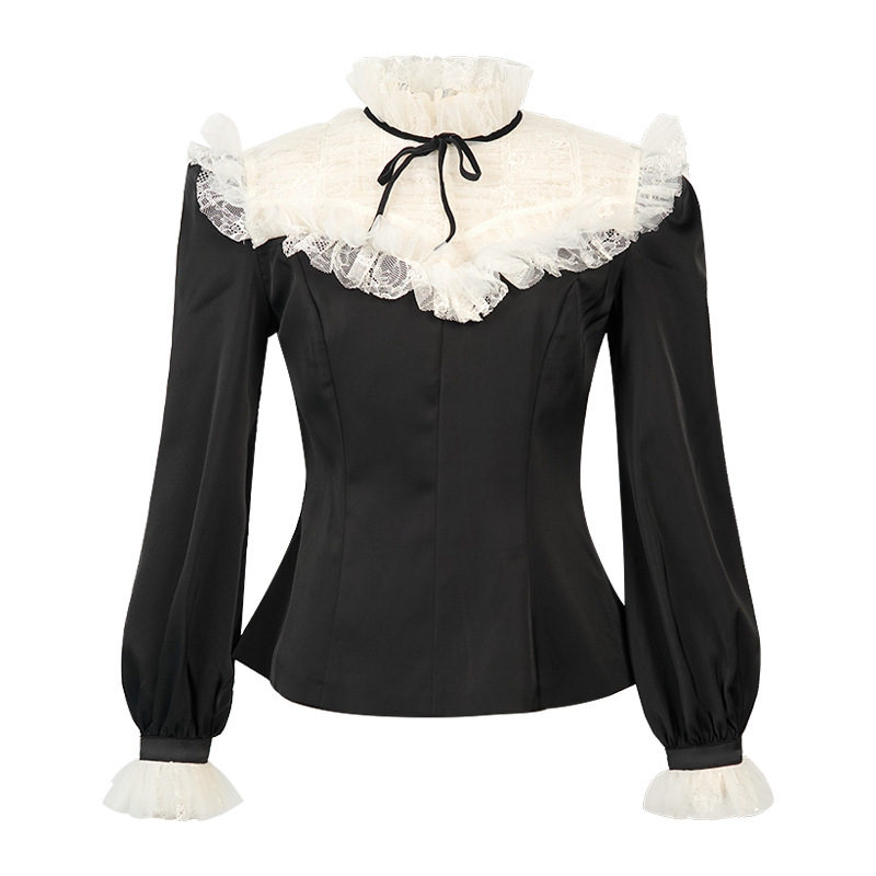 Ladies France style shirt bow tops for women