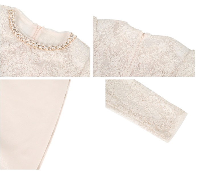 Autumn and winter splice lace France style dress