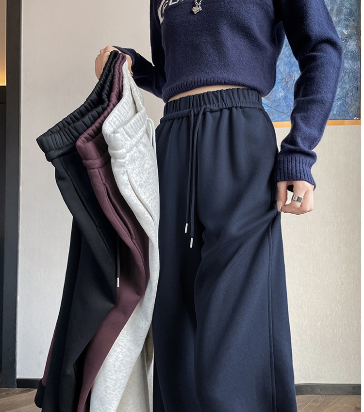 Niche elastic waist pants temperament wide leg pants