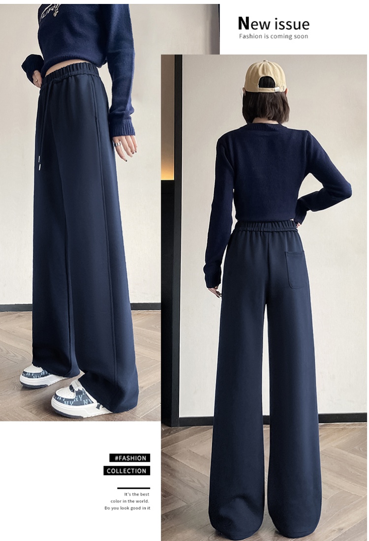 Niche elastic waist pants temperament wide leg pants