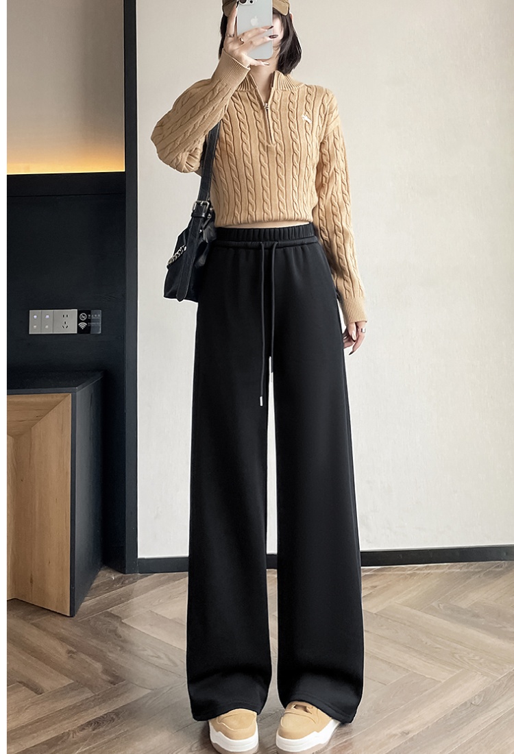 Niche elastic waist pants temperament wide leg pants