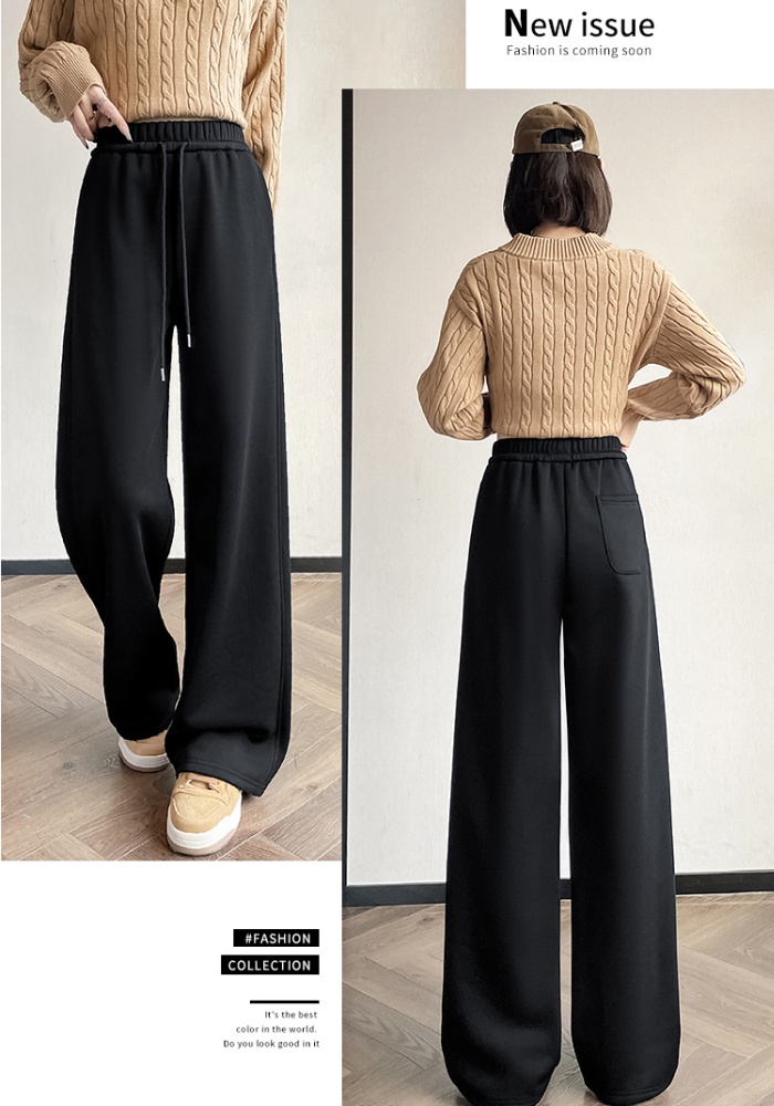 Niche elastic waist pants temperament wide leg pants