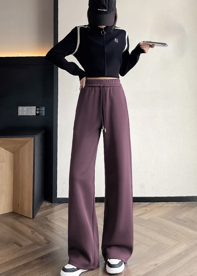Niche elastic waist pants temperament wide leg pants