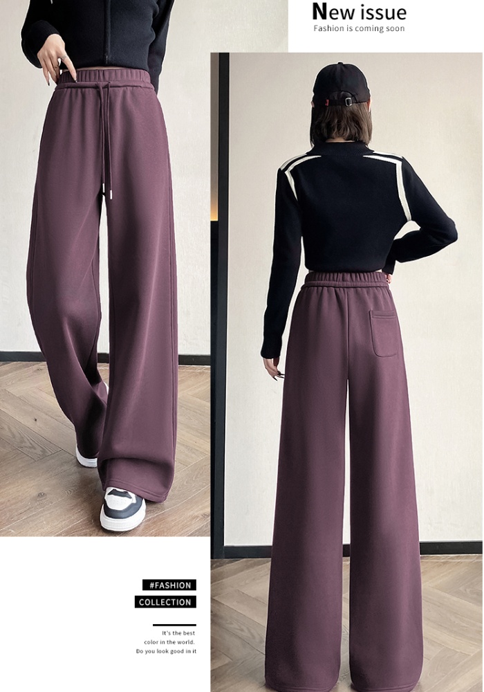 Niche elastic waist pants temperament wide leg pants