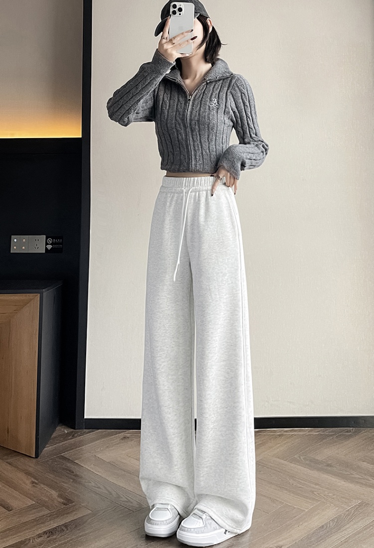 Niche elastic waist pants temperament wide leg pants