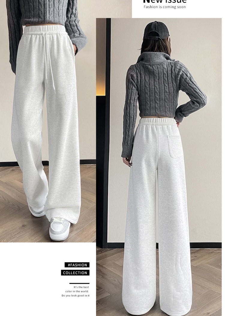Niche elastic waist pants temperament wide leg pants