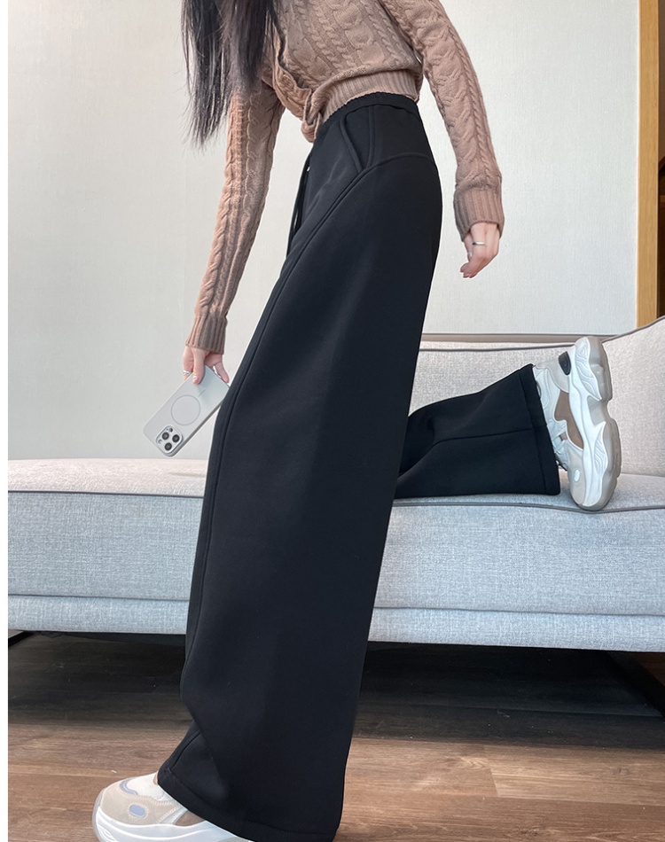 Elastic waist wide leg pants simple casual pants
