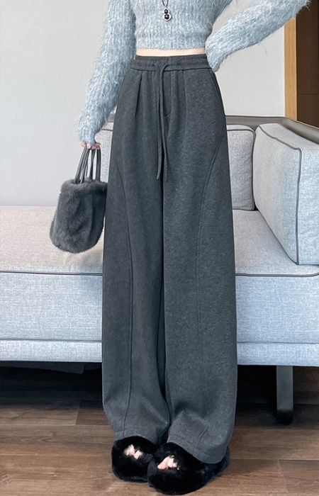Elastic waist wide leg pants simple casual pants