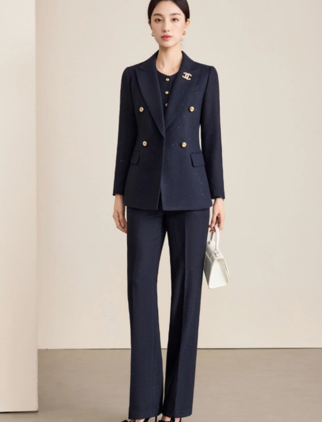 Simple suit pants waistcoat 3pcs set for women